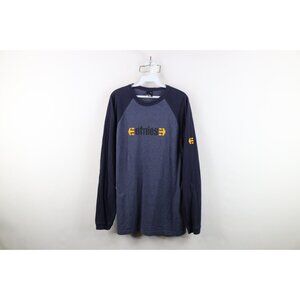 Vtg 90s Etnies Skateboard Mens XL Baseball Raglan Long Sleeve T-Shirt Blue USA